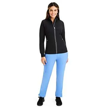Healing Hands Womens Scrub Jacket 2 Pocket HH360 5067 Carly Zip Up Stylish Women Jacket Black L