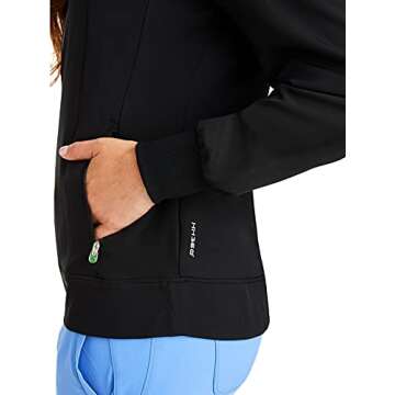 Healing Hands Womens Scrub Jacket 2 Pocket HH360 5067 Carly Zip Up Stylish Women Jacket Black L