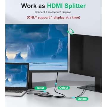 HDMI Switch 4k@60hz Splitter, GANA Aluminum Bidirectional HDMI Switcher 2 in 1 Out, Manual HDMI Hub ...