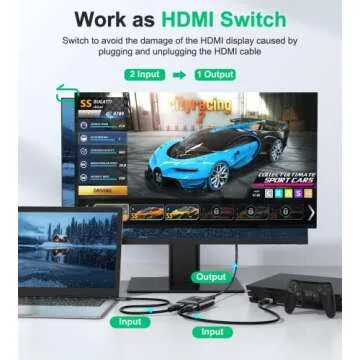 HDMI Switch 4k@60hz Splitter, GANA Aluminum Bidirectional HDMI Switcher 2 in 1 Out, Manual HDMI Hub Supports HD Compatible with Xbox PS5/4/3 Blu-Ray Player Fire Stick Roku
