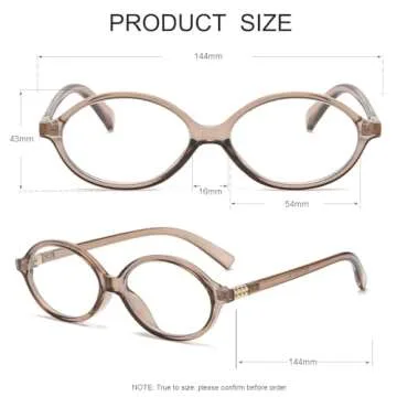 JOVAKIT Retro Oval Blue Light Blocking Glasses for Women Vintage Fashion 90s Small Oval Frame Eyeglasses (Transparent Brown)