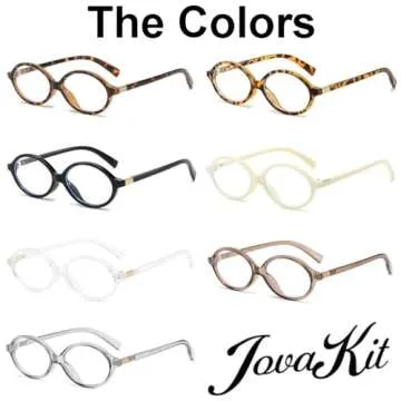 JOVAKIT Retro Oval Blue Light Blocking Glasses for Women Vintage Fashion 90s Small Oval Frame Eyeglasses (Transparent Brown)
