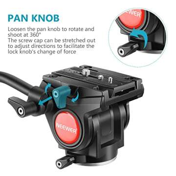 NEEWER 2-in-1 Aluminium Alloy Camera Tripod Monopod 181 cm with 1/4" and 3/8" Screw Pan Head and Carry Bag, Compatible with Nikon Canon DSLR Video Camcorders Charge up to 26.5 LB