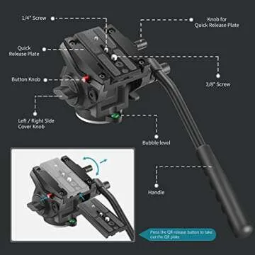 NEEWER 2-in-1 Aluminium Alloy Camera Tripod Monopod 181 cm with 1/4" and 3/8" Screw Pan Head and Carry Bag, Compatible with Nikon Canon DSLR Video Camcorders Charge up to 26.5 LB
