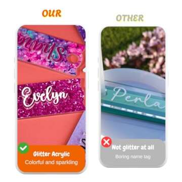 Personalized Name Tag For Stanley Cup 30 40 oz, Personalized Stanley Name Plate 40oz, Tumbler Lid Topper, Stanley Cup Accessories, Stanley Accessories (Glitter)