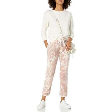 The Drop Women's Dina Fleece Elastic Hem Sweatpant Pants, -Wheat Tie Dye, XS
