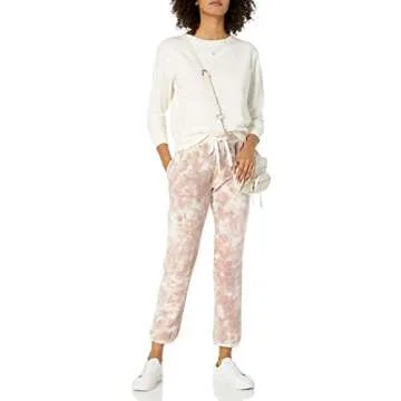 The Drop Women's Dina Fleece Elastic Hem Sweatpant Pants, -Wheat Tie Dye, XS
