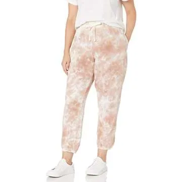 The Drop Women's Dina Fleece Elastic Hem Sweatpant Pants, -Wheat Tie Dye, XS
