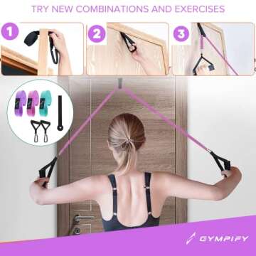 Gympify Resistance Bands (Fabric, Dynamic Pink) - 3 Levels of Resistance - Includes 2 Handles - Ideal for Workout, Travel, Bodybuilding, Fitness & Strength Training