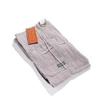 Caldo Linen Kitchen Apron for Cooking - Mens and Womens Linen Bib Apron for Professional Chef, Server, or Barista - Adjustable with Pockets (Grey)