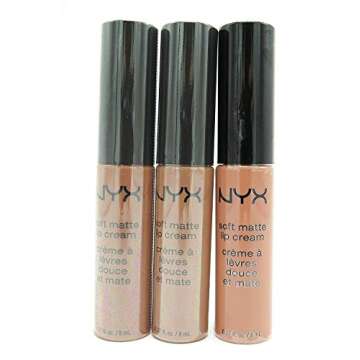 NYX Soft Matte Lip Cream, Stockholm, London, Abu Dhabi - Nude Collection 1, Pack of 3