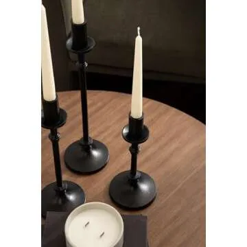 Kate and Laurel Lahari Vintage Three-Piece Taper Candle Holder Set, Set of 3, Black, Cast Aluminum Metal Candlestick Holders for Dining Table or Fireplace Mantel Display