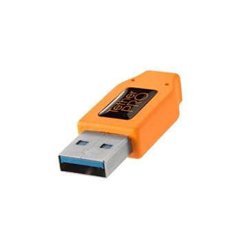 Tether Tools TetherPro USB 3.0 to Micro-B Cable | for Fast Transfer and Connection Between Camera and Computer | High Visibility Orange | 15 Feet (4.6 m)