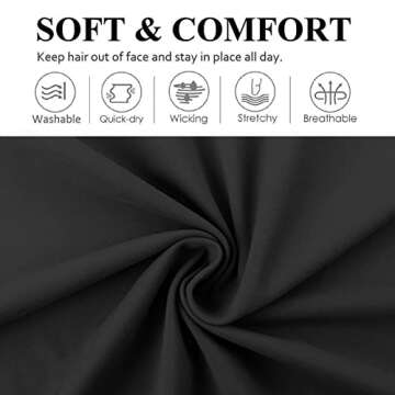 Huachi Black Buttery Soft Headbands - Athletic Hair Bands for Women's Workout, Yoga, and Exercise