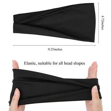 Huachi Black Buttery Soft Headbands - Athletic Hair Bands for Women's Workout, Yoga, and Exercise