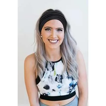 Huachi Black Buttery Soft Headbands - Athletic Hair Bands for Women's Workout, Yoga, and Exercise