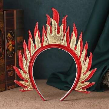 Brinie Flame Headband Red Fire Flame Hair Hoop Goddess Headpiece Halloween Headdress Party Festival Costume Hair Accessories for Women and Girls