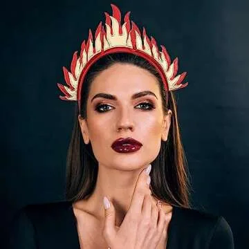 Brinie Flame Headband Red Fire Flame Hair Hoop Goddess Headpiece Halloween Headdress Party Festival Costume Hair Accessories for Women and Girls