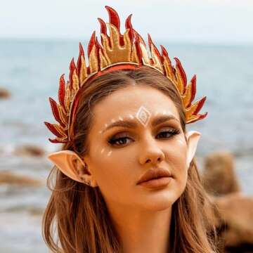 Brinie Flame Headband Red Fire Flame Hair Hoop Goddess Headpiece Halloween Headdress Party Festival Costume Hair Accessories for Women and Girls