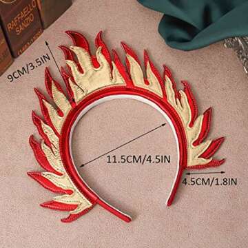 Brinie Flame Headband Red Fire Flame Hair Hoop Goddess Headpiece Halloween Headdress Party Festival Costume Hair Accessories for Women and Girls