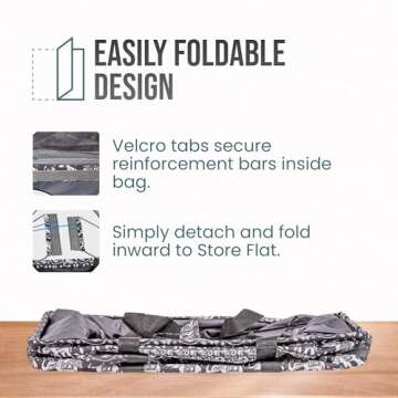 Lucazzi Extra Large Utility Tote Bag - Oversized Collapsible Reusable Wire Frame Rectangular Canvas Basket With Two Exterior Pockets For Beach, Pool, Laundry, Car Trunk, Storage - Elephant Black