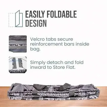 Lucazzi Extra Large Utility Tote Bag - Oversized Collapsible Reusable Wire Frame Rectangular Canvas Basket With Two Exterior Pockets For Beach, Pool, Laundry, Car Trunk, Storage - Elephant Black