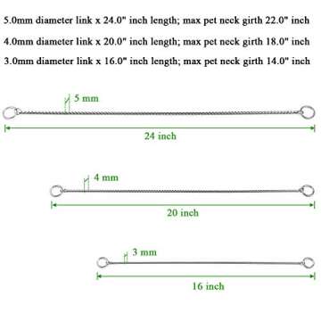 Mogoko Stainless Steel Dog Choke Chain Collar, Puppy Metal Snake Chain Pet Show Slip Collar Choker for Training Walking (Silver;24.0"*5.0mm)