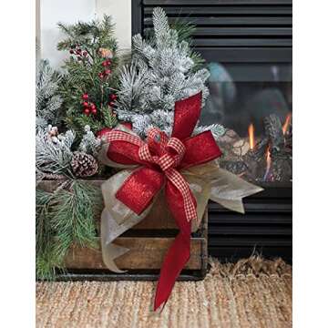 CT CRAFT LLC Champagne Gold Metallic Wired Ribbon 2.5 inch x 10 Yards for Christmas Home Decor Tree Topper Bow Gift Wrapping DIY Crafts Wreath Garland Wedding