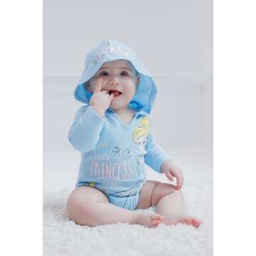 Disney Princess Cinderella Belle Ariel Newborn Baby Girls 3 Pack Cuddly Bodysuits Multicolored 3-6 M...