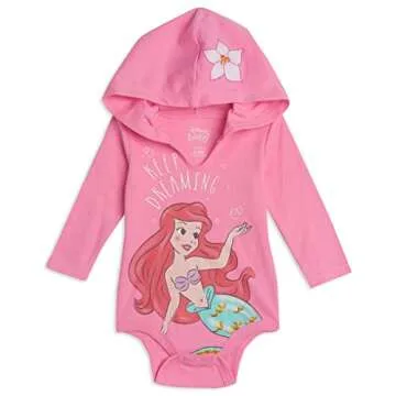 Disney Princess Cinderella Belle Ariel Newborn Baby Girls 3 Pack Cuddly Bodysuits Multicolored 3-6 Months