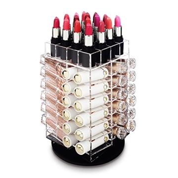 Ikee Design® Premium Acrylic Rotating Cosmetic 64 Lipsticks Tower Organizer 4 1/2" x 4 1/2" x 9 1/2"