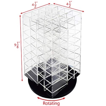 Ikee Design® Premium Acrylic Rotating Cosmetic 64 Lipsticks Tower Organizer 4 1/2" x 4 1/2" x 9 1/2"