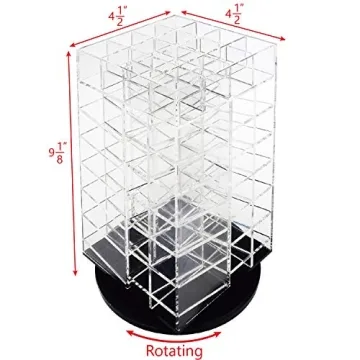 Ikee Design® Premium Acrylic Rotating Cosmetic 64 Lipsticks Tower Organizer 4 1/2" x 4 1/2" x 9 1/2"