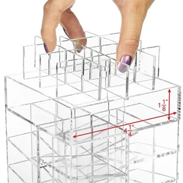 Ikee Design® Premium Acrylic Rotating Cosmetic 64 Lipsticks Tower Organizer 4 1/2" x 4 1/2" x 9 1/2"