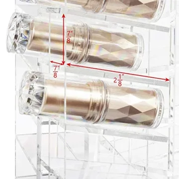 Ikee Design® Premium Acrylic Rotating Cosmetic 64 Lipsticks Tower Organizer 4 1/2" x 4 1/2" x 9 1/2"