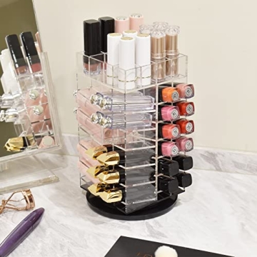 Ikee Design® Premium Acrylic Rotating Cosmetic 64 Lipsticks Tower Organizer 4 1/2" x 4 1/2" x 9 1/2"