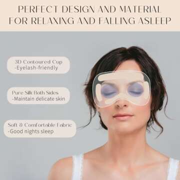 EASTEER 100% 22 Momme Mulberry Silk Sleep Mask, Eye Cover for Sleeping, Blackout 3D Sleep Masks for ...
