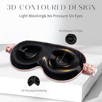 EASTEER 100% 22 Momme Mulberry Silk Sleep Mask, Eye Cover for Sleeping, Blackout 3D Sleep Masks for Lash Extensions with Adjustable Strap for Men and Women (Rose Gold)