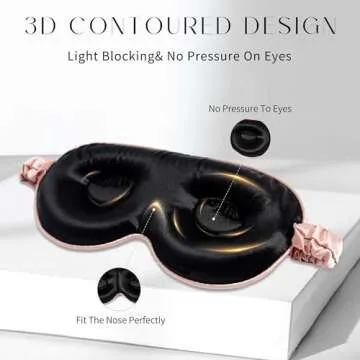 EASTEER 100% 22 Momme Mulberry Silk Sleep Mask, Eye Cover for Sleeping, Blackout 3D Sleep Masks for Lash Extensions with Adjustable Strap for Men and Women (Rose Gold)
