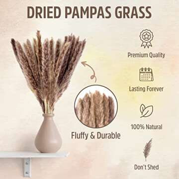 Pampas Grass Decor 30 Pcs Natural Dried 18 Inch