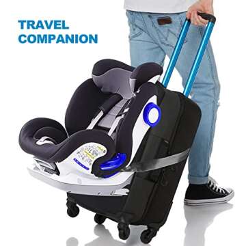 Car Seat Travel Belt, Adjustable Car Seat Travel Strap, Convert Baby Car Seat & Carry-on Luggage into Airport Car Seat Stroller & Carrier Belt, Safe Travel Solution for Transport Car Seat