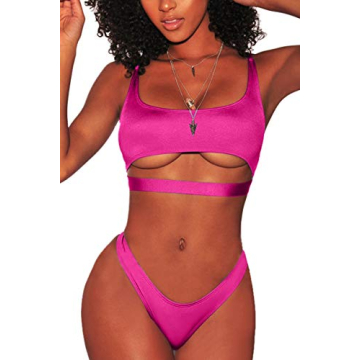 FAFOFA Women's High Waist Bikini Set in Barbie Rosy