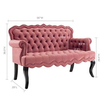 Modway Viola Tufted Velvet Modern Chesterfield Style Settee Loveseat In Dusty Rose