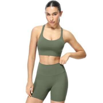 icyzone Sports Bras for Women - Activewear Strappy Padded Workout Yoga Tops Bra