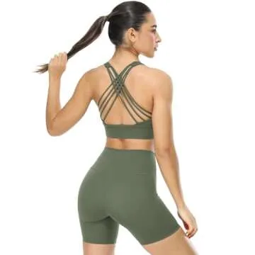 icyzone Sports Bras for Women - Activewear Strappy Padded Workout Yoga Tops Bra