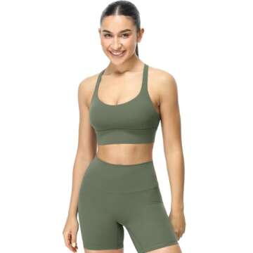 icyzone Sports Bras for Women - Activewear Strappy Padded Workout Yoga Tops Bra