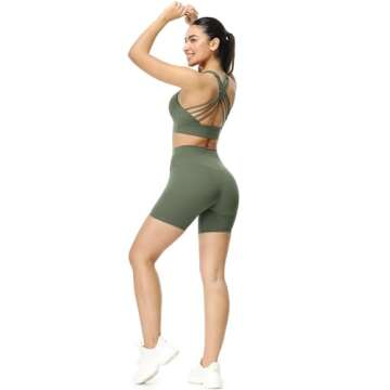 icyzone Sports Bras for Women - Activewear Strappy Padded Workout Yoga Tops Bra