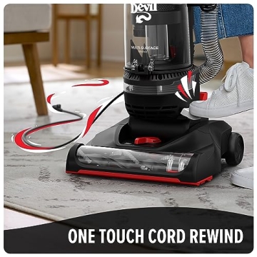 Dirt Devil Multi-Surface Rewind+ Upright Bagless Vacuum Cleaner for Carpet and Hard Floor, Powerful, Lightweight, Corded Vacuum Cleaners for Home Use