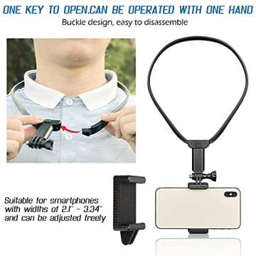Mobile Phone POV/VLOG Neck Holder and Head Strap Mount Kit,Compatible with iPhone 12 11 Pro Max Plus,GoPro Hero 9, 8, 7, 6, 5,OSMO Action, AKASO,Action Camera and Cell Phone Video Shoot Accessories