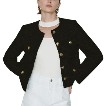 Stylish URBAN REVIVO Cropped Tweed Blazer for Women
